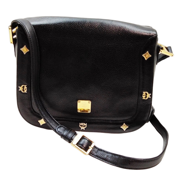 MCM Handbags - MCM Black Leather Shoulder Bag with COA EUC
